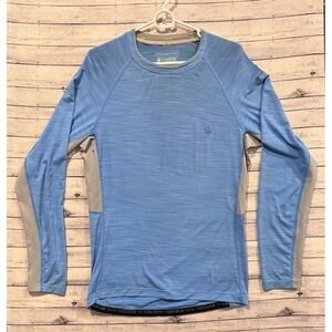 Coolibar Ultimate Rash Guard UPF 50+ Long Sleeve Shirt Size S Blue Stretch Surf